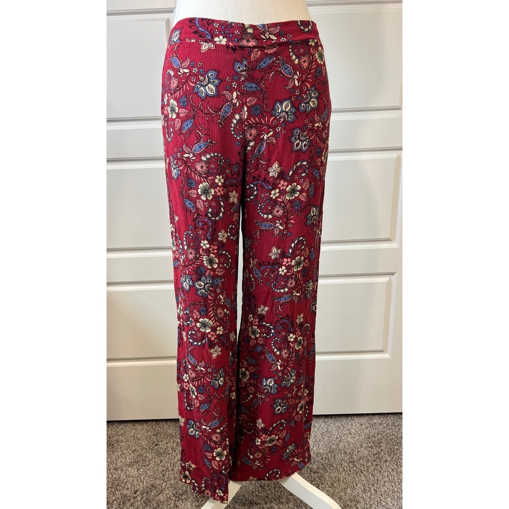 Sky and Sparrow Floral Print Wide Leg Pants Bohemian Comfy Casual‎ Size M